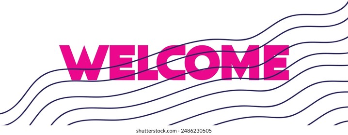 Welcome banner with floating line eps editable file