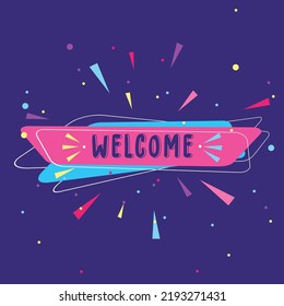 Welcome Banner With Line Art Boom Background