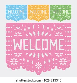 Welcome banner paper cut, wedding entrance, baby new born, party decoration