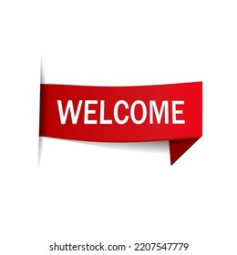 Welcome banner - ribbon icon. Flat design. Vector illustration isolated on white background.