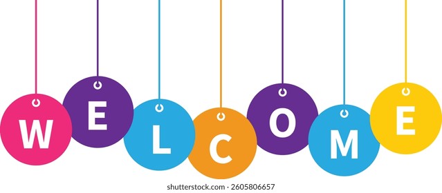 Welcome banner round hanging vector design