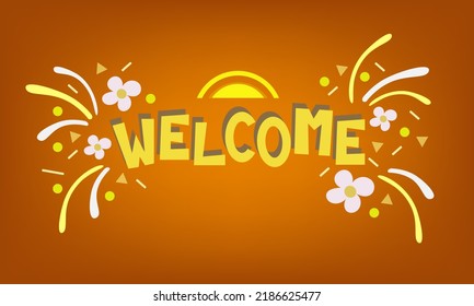 Welcome Banner, Typography Poster In Hawaii Style. Vector Illustration EPS 10.