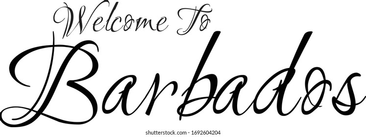 Bienvenidos a Barbados Creativo texto tipográfico ondulado en color blanco