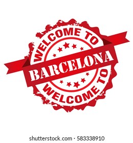 Welcome Barcelona  the stamp. Sign.Seal.Logo