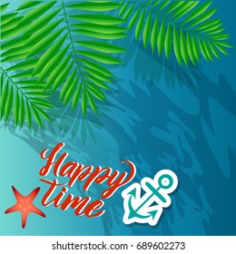 Welcome to the beach Calligraphy poster. Promo travel illustration. It is vector illustration