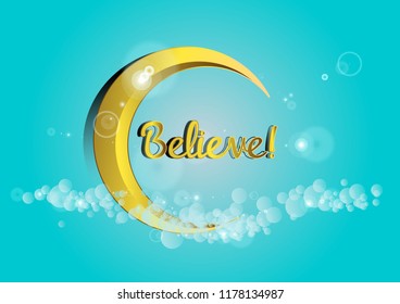 welcome, beautiful greeting card background, poster or banner with crescent moon decoration theme. design vector illustration