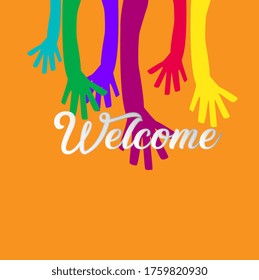 welcome, beautiful template banner with youth theme. vector design illustration, graphics elements for t-shirts, the sign, badge or greeting card and background photo booth