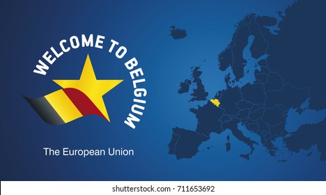 Welcome to Belgium EU map banner logo icon