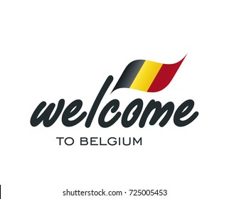 Welcome to Belgium flag sign logo icon