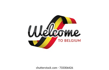 Welcome to Belgium flag sign logo icon