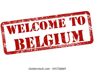 welcome to belgium grunge stamp with on vector illustration