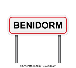 Welcome to Benidorm Spain road sign vector