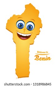 Welcome to Benin happy face map illustration
