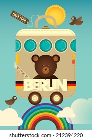 "Welcome to Berlin", comic poster. Vector illustration.