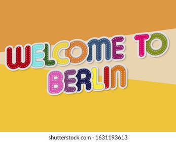 welcome to berlin letters banner with border stitches