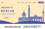 Welcome to Berlin Skyline background vector illustration. Travel and Tourism poster. Germany Landmarks. 