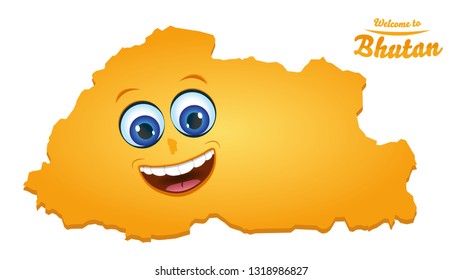 Welcome to Bhutan happy face map illustration