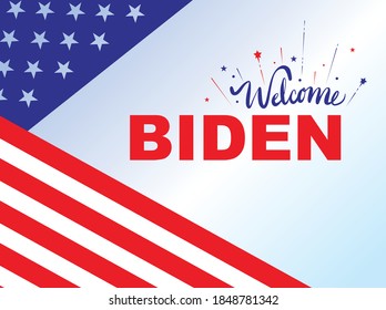 Willkommen Biden. Neues amerikanisches Konzept. Vektorgrafiken.