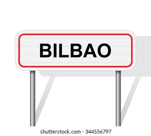 Welcome to Bilbao, Spain road sign vector