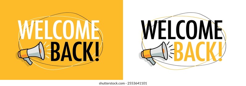 Welcome black on yellow and white background