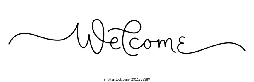 WELCOME black vector monoline calligraphy banner with swashes