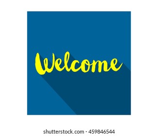 welcome blue rectangular typography typographic creative writing text image
