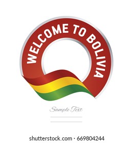 Welcome to Bolivia flag red label logo icon