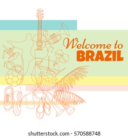 welcome to Brazil. Bright & colorfull poster.