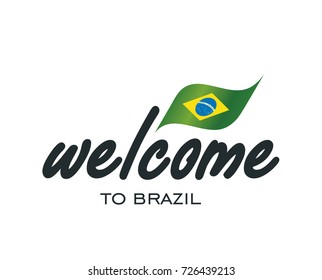 Welcome to Brazil flag sign logo icon