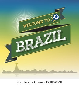 Welcome to Brazil greeting sign background, vector