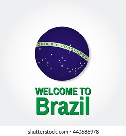 Welcome to Brazil. Patriotic banner for website template, cards, posters, logo. Vector illustration.
