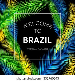 Welcome to Brazil! Vector illustration of color palm.