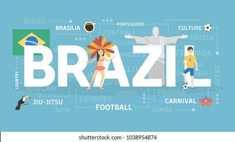 Welcome to Brazil. Visit south american country. svg