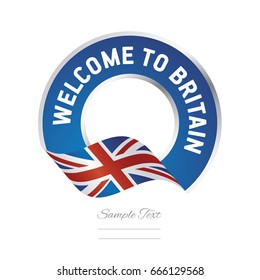 Welcome to Britain flag blue label logo icon