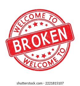 Willkommen bei BROKEN. Eindringen eines Rundstempels mit einem Mantel. Flachstil