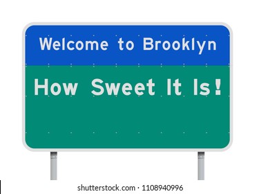 Welcome to Brooklyn entrance road sign