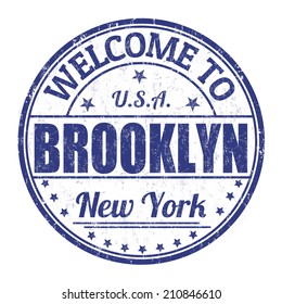 Welcome to Brooklyn grunge rubber stamp on white background, vector illustration