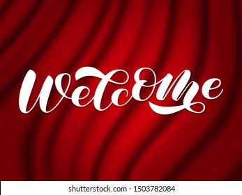 Welcome brush lettering. Vector illustration for card