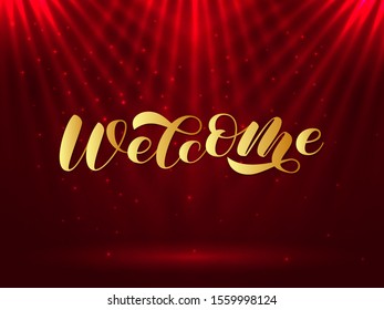 Welcome brush lettering. Vector illustration for card