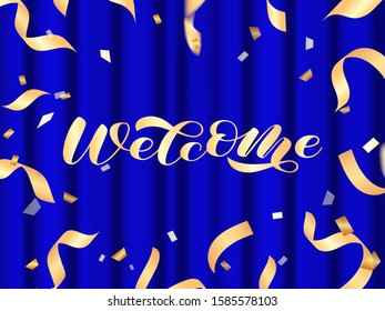 Welcome brush lettering. Vector illustration for card