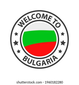 Welcome to Bulgaria. Collection of icons welcome to. Stamp welcome to with waving country flag