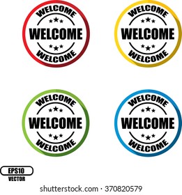 Welcome , Button, label and sign - Vector illustration