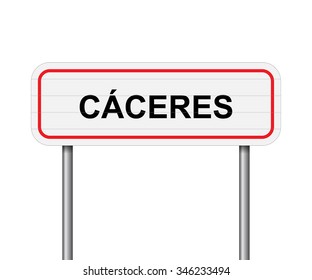 Welcome to Caceres Spain road sign vector