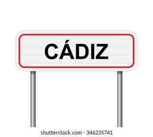 Welcome to Cadiz Spain road sign vector