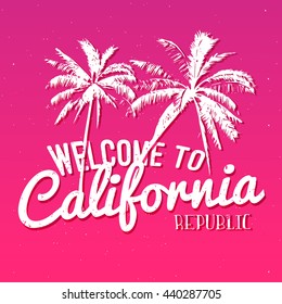 welcome to california republic t-shirt print, apparel design with palms