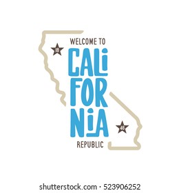 Welcome to california republic t-shirt vector graphics. California related apparel design. California word lettering poster. Cali. Vintage style illustration.