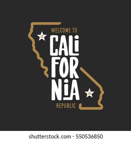 Welcome to california republic t-shirt vector graphics. California related apparel design. Vintage style illustration.