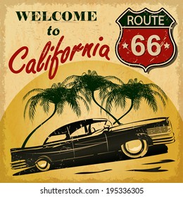 Welcome to California retro poster.