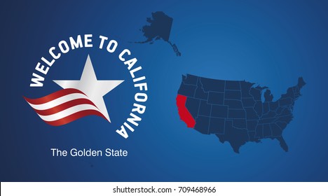 Welcome to California USA map banner logo icon