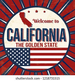 Welcome to California vintage grunge poster, vector illustrator